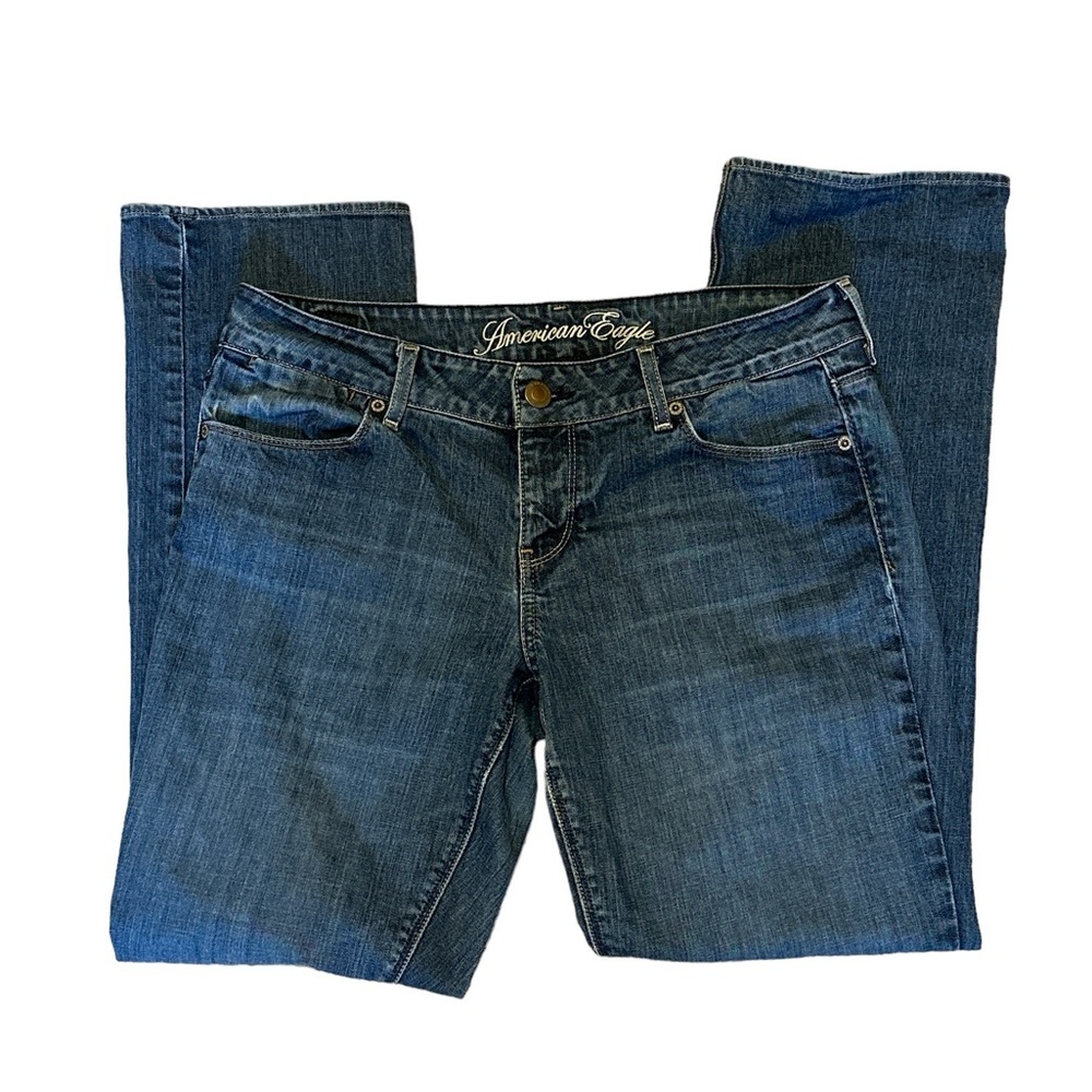 American Eagle 77 Straight Leg Cotton Jeans Low Rise Size 12 SHORT